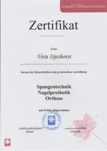 Quanten Mobile Fußpflege Zertifikat: Spangentechnik