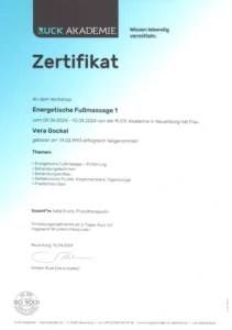 Zertifikat Energetische Fußmassage